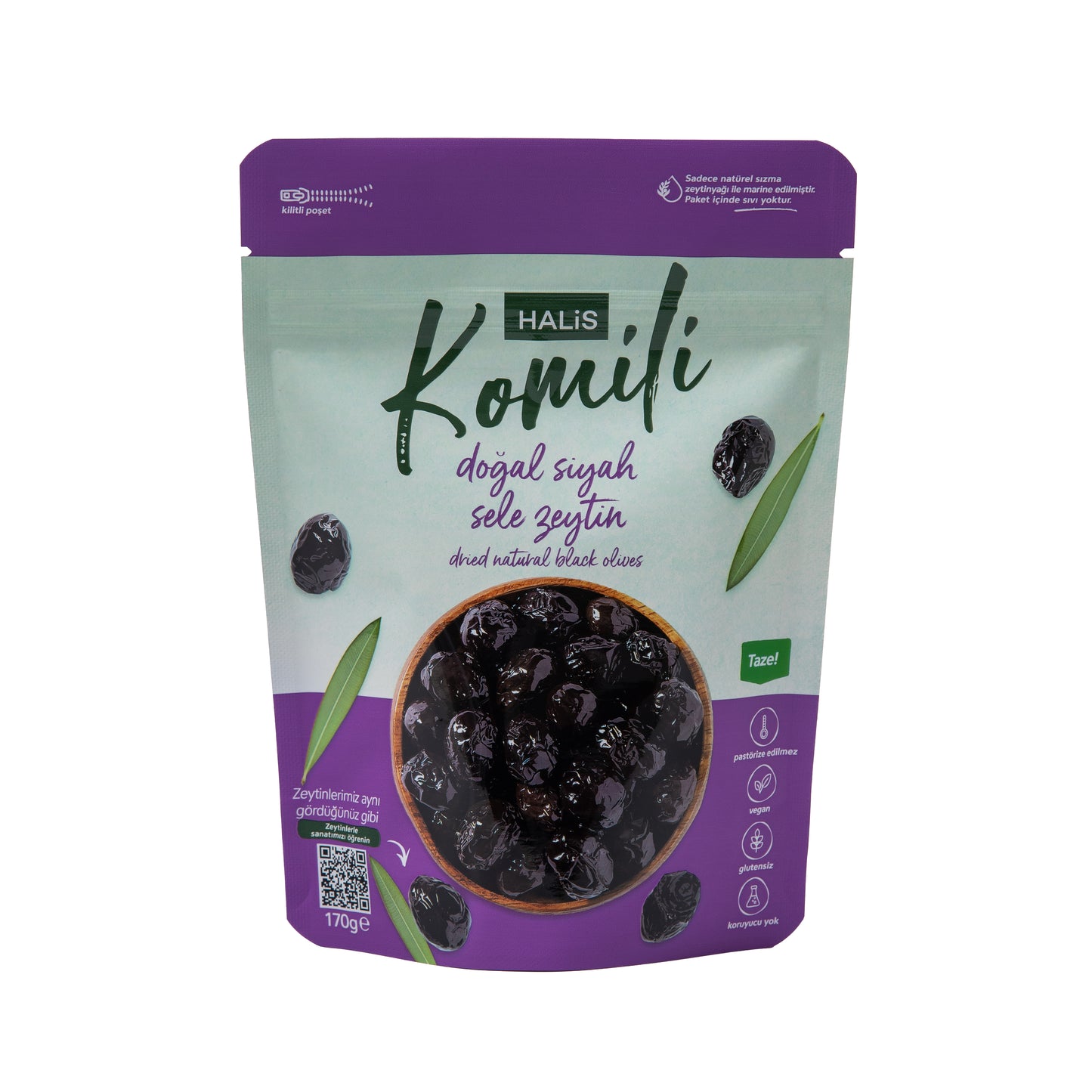 Komili Doğal Siyah Sele Zeytin 170g