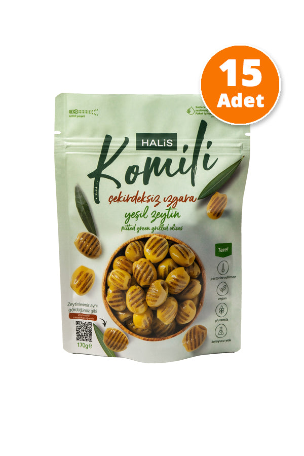 Komili Çekirdeksiz Izgara Yeşil Zeytin 15x170g