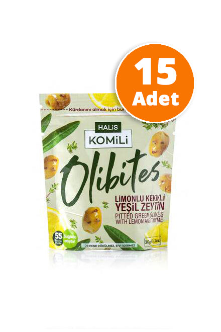 Komili Olibites Limonlu Kekikli Çekirdeksiz Yeşil Zeytin 15x30g