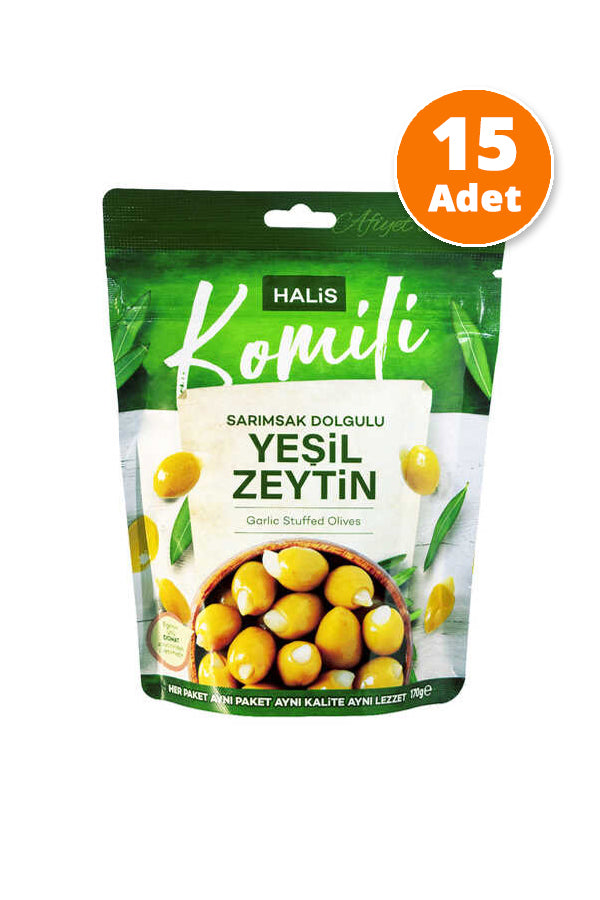 Komili Sarımsak Dolgulu Yeşil Zeytin 15x170g