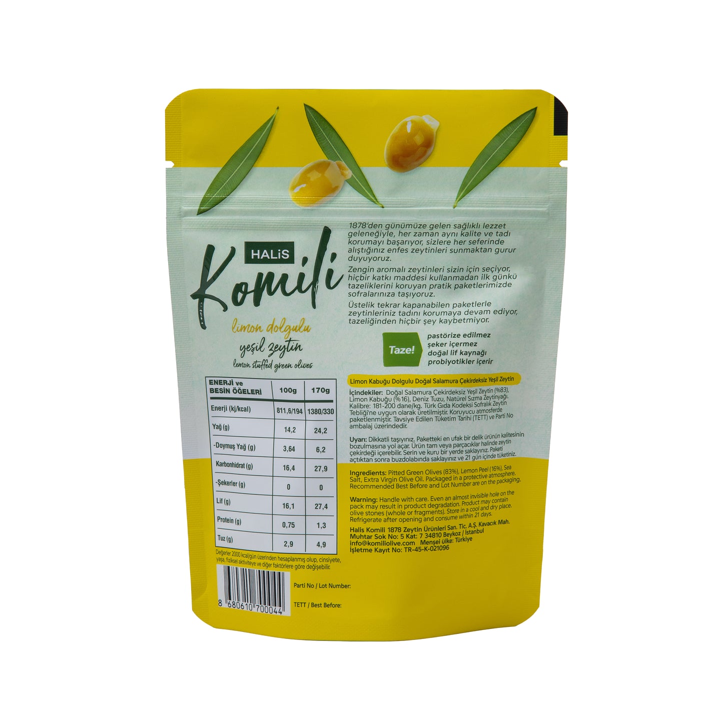 Komili Limon Dolgulu Yeşil Zeytin 170g