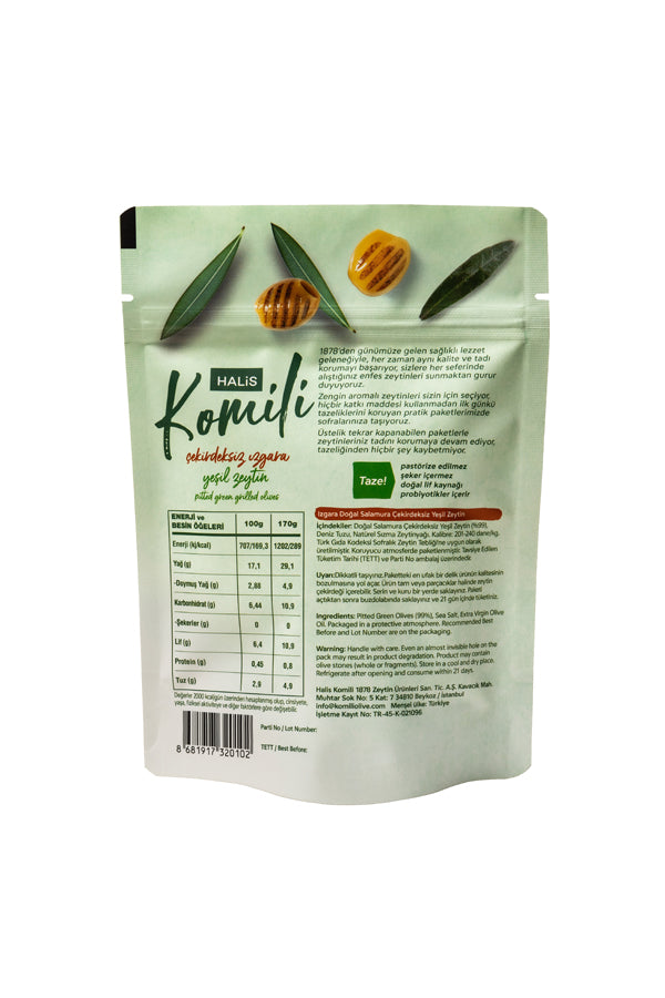 Komili Çekirdeksiz Izgara Yeşil Zeytin 170g