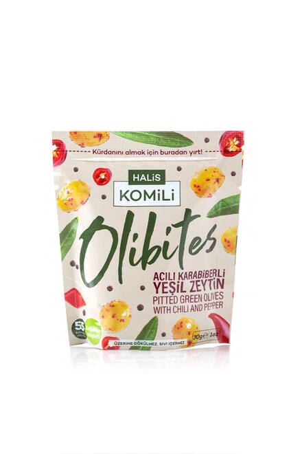 Komili Olibites Acılı Karabiberli Çekirdeksiz Yeşil Zeytin 30g