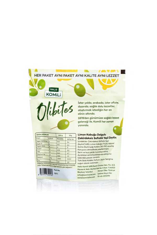 Komili Olibites Limon Dolgulu Yeşil Zeytin 15x30g