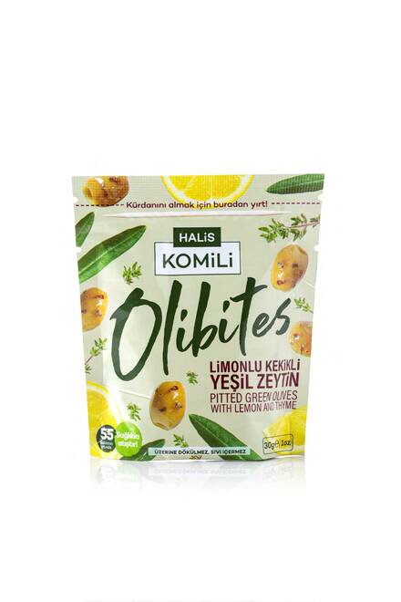 Komili Olibites Limonlu Kekikli Çekirdeksiz Yeşil Zeytin 30g
