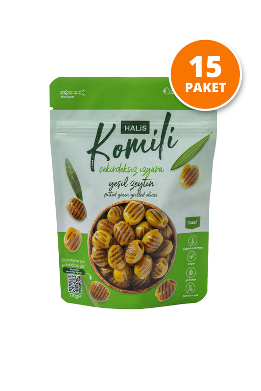 Komili Çekirdeksiz Izgara Yeşil Zeytin 15x170g