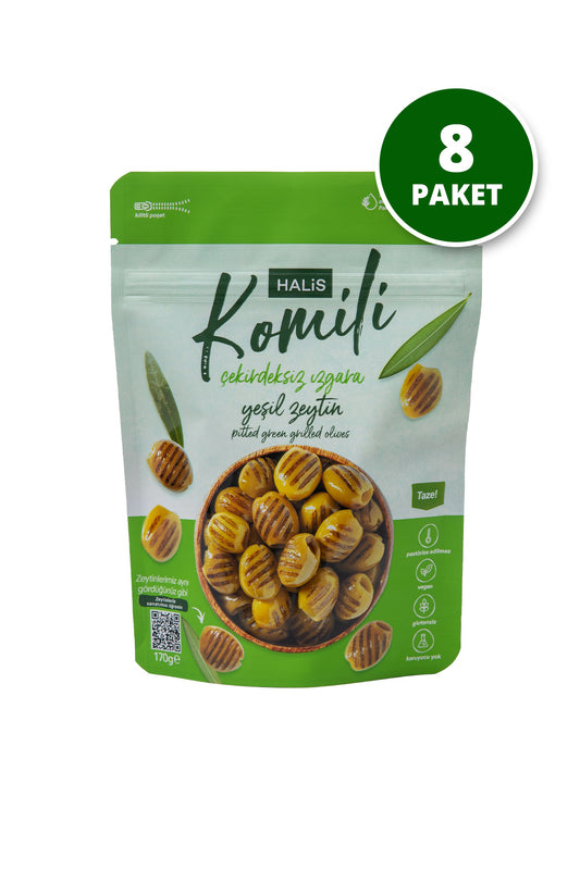Komili Çekirdeksiz Izgara Yeşil Zeytin 8x170g