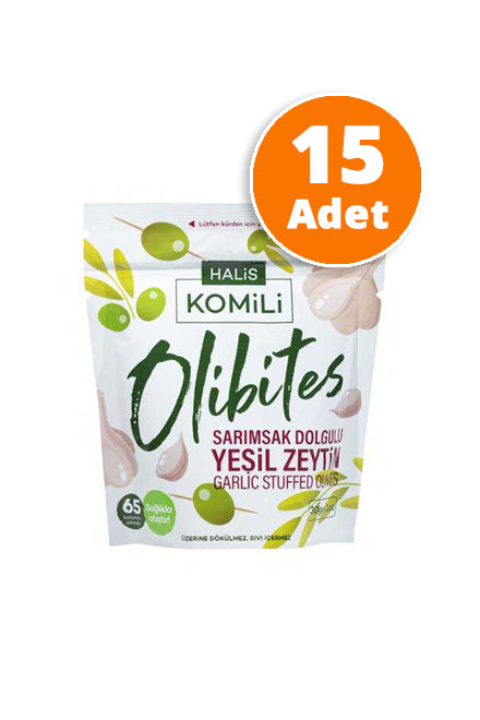 Komili Olibites Sarımsak Dolgulu Yeşil Zeytin 15x30g