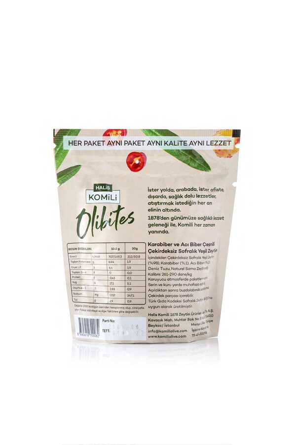 Komili Olibites Acılı Karabiberli Çekirdeksiz Yeşil Zeytin 15x30g